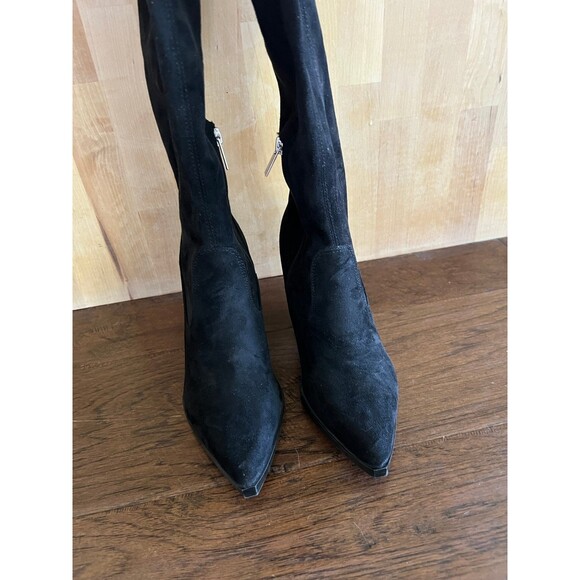 Marc Fisher Meyana Black Suede Over-The-Knee Western Toe Boots sz 7 - Picture 7 of 9